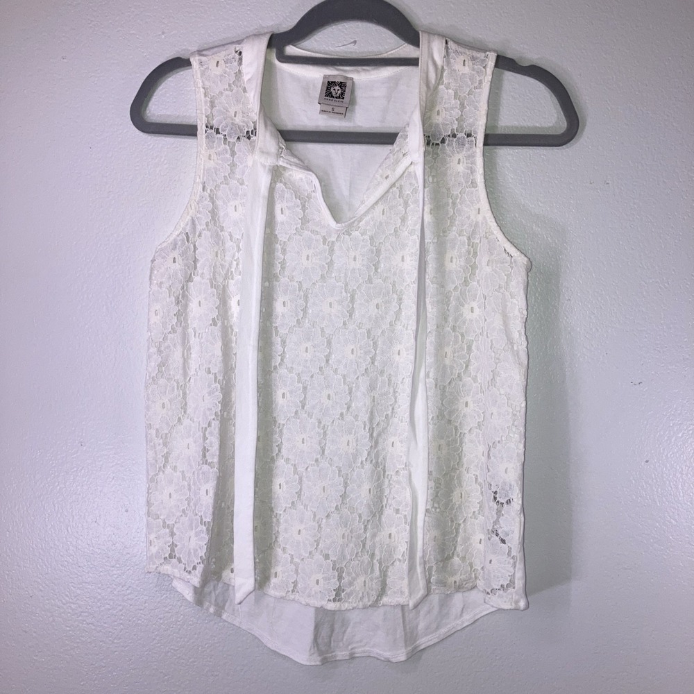 Anne Klein S White Floral Lace Tank Classic